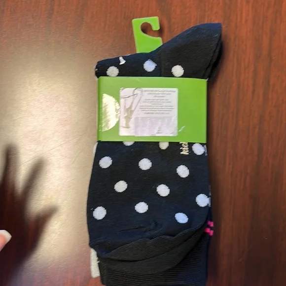 🎊HP 3 Pairs KATE SPADE Gray Black WINK Polka Dot Striped Trouser Crew Socks NIP - Picture 12 of 13